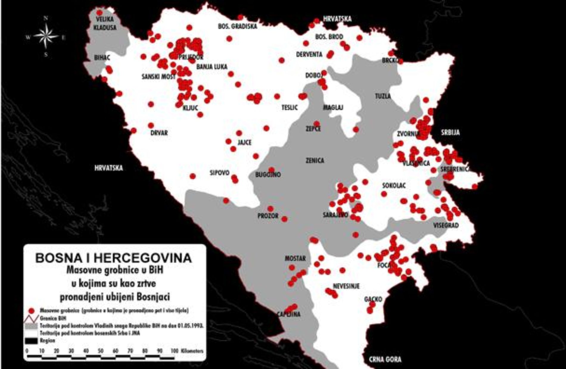 Pred izricanje presude Karadžiću: Mape bivših logora, grobnica i mjesta masovnog silovanja
