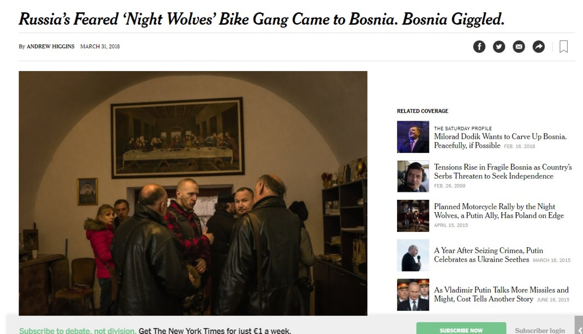 The New York Times: Putinovi bajkeri boravili u Bosni, Bosna se grohotom smijala!
