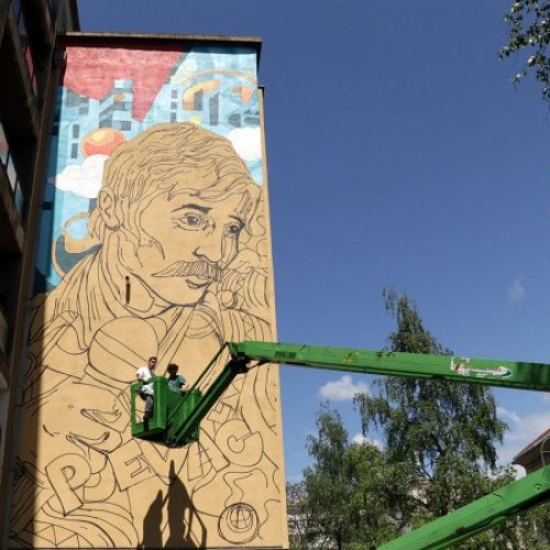 Mural Davorina Popovića u Radićevoj ulici u Sarajevu