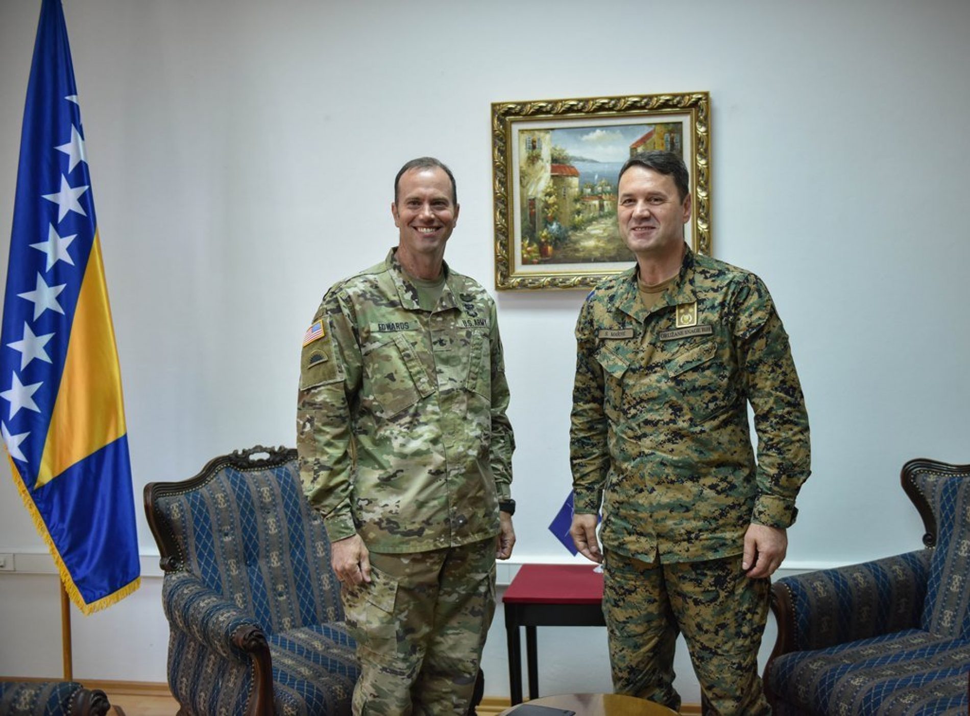 Sastanak generalpukovnika Senada Mašovića sa komadantom NATO Štaba Sarajevo brigadnim generalom William Edwardsom