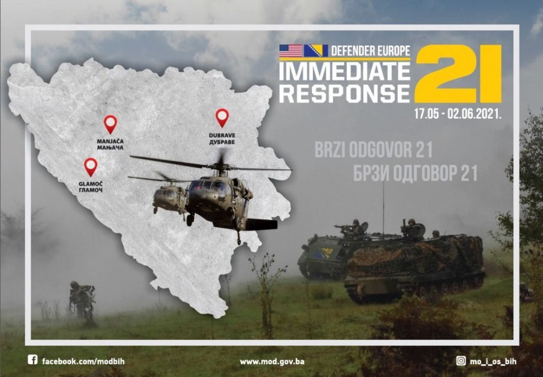 Završne pripreme Oružanih snaga BiH za bilateralnu vježbu „Brzi odgovor 21“