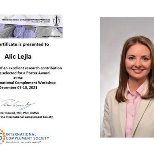 Dr. sci. med. Lejla Alić sa Medicinskog fakulteta UNSA dobitnica nagrade za poster prezentaciju na prestižnom međunarodnom naučnom kongresu iz oblasti sistema komplementa