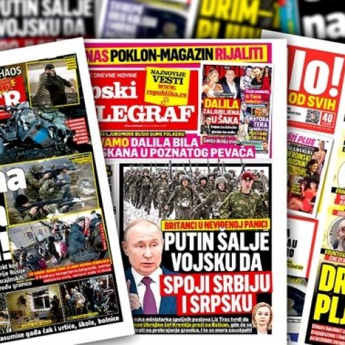 Novine u Srbiji o Ukrajini koja je ‘napala Rusiju’, dok prizivaju rusku vojsku na Balkan