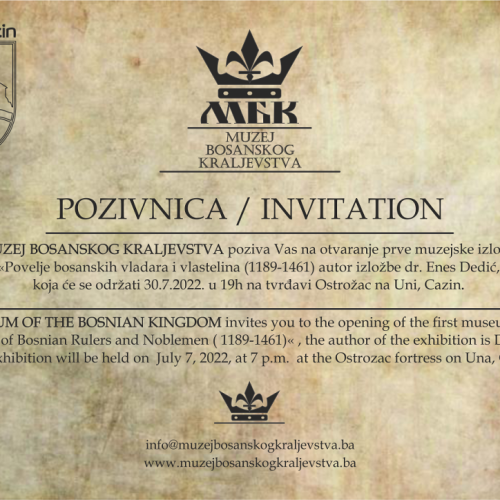 Cazin – 30. jula otvaranje muzejske postavke ‘Povelje bosanskih vladara i vlastelina (1189-1461)’