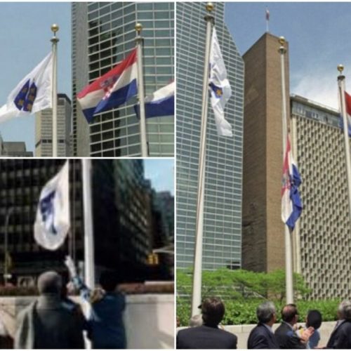 Ručno šivena bosanska zastava ispod vedrog, plavog neba – na današnji dan naša država primljena u UN!