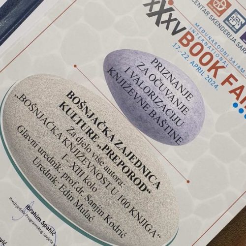 Priznanje za ediciju “Bošnjačka književnost u 100 knjiga” BZK “Preporod”